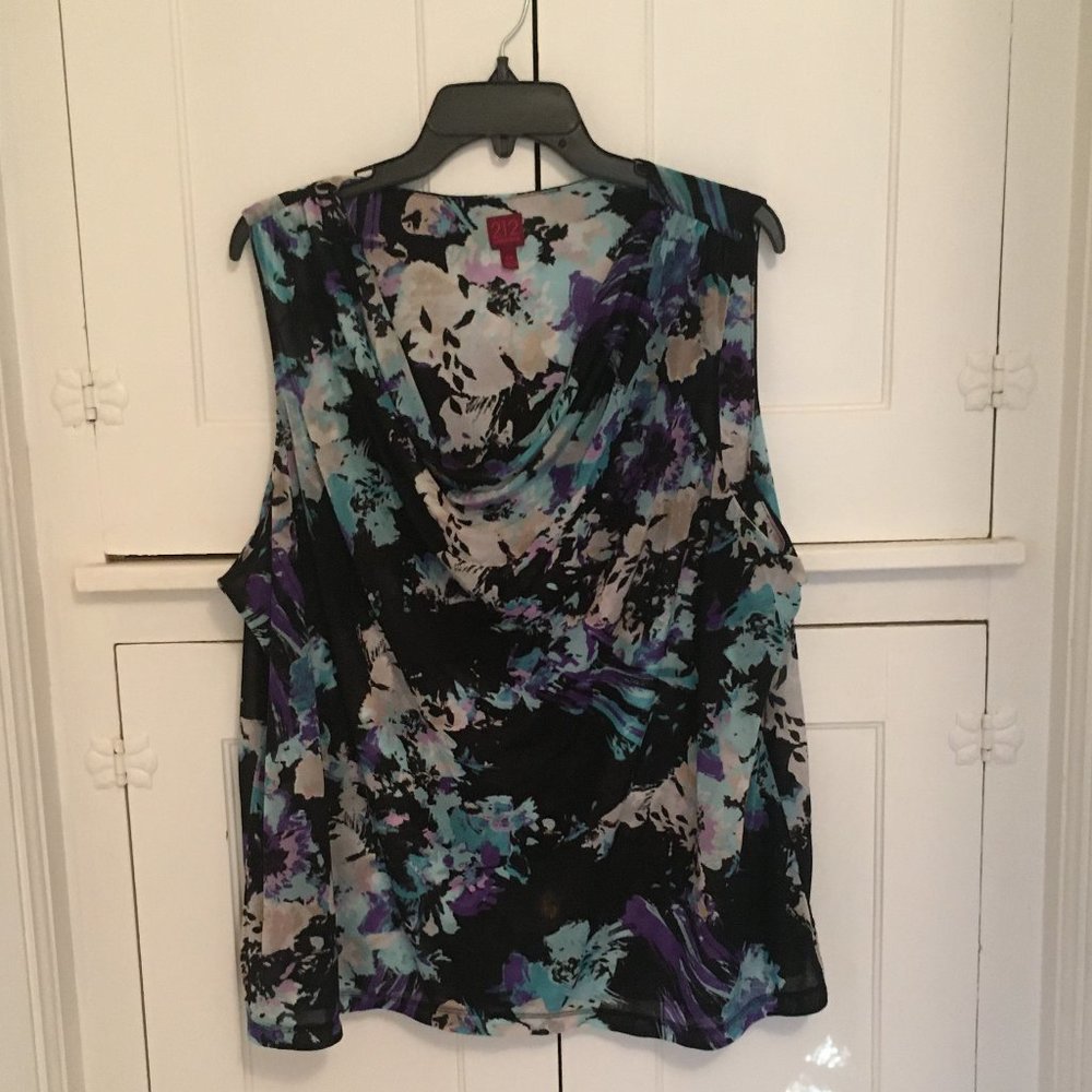 212 Collection Cowl Neck Floral Tank 2X